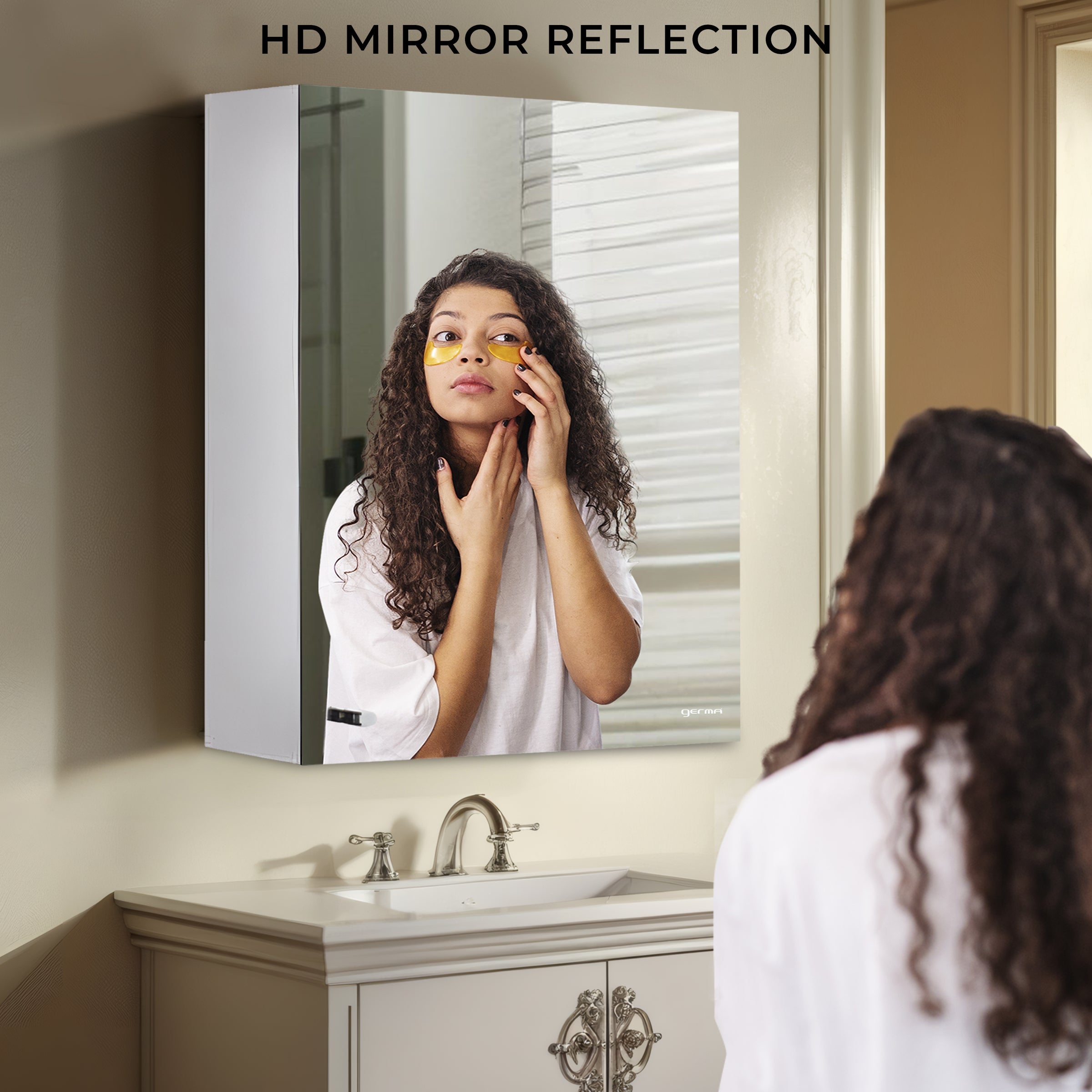 Germa Sanitarywares Premium 304 Grade Stainless Steel Bathroom Mirror Cabinet with Storage | Sleek Wall-Mounted Medicine Mirror Cabinet | Shelf with Mirror | Bathroom Organiser Chrome (10x16 Inch)