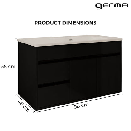 Vanity Cabinet with Washbasin - Solo 1000 Black