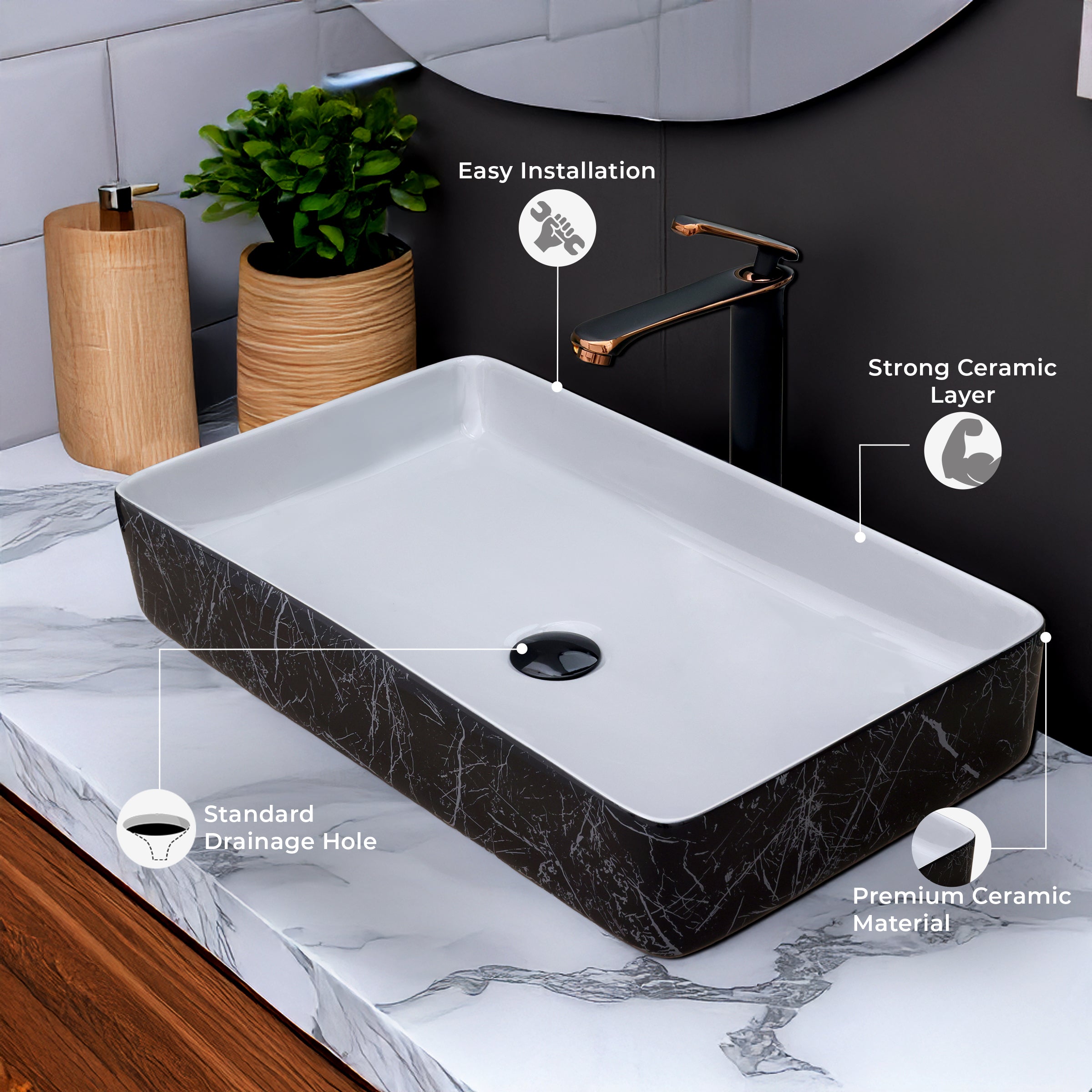 Ceramic Table Top Designer Basin - Life Time Coating Warranty - MOSCON 139