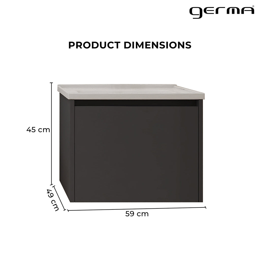 Vanity Cabinet with Washbasin - Bashar 600 Black