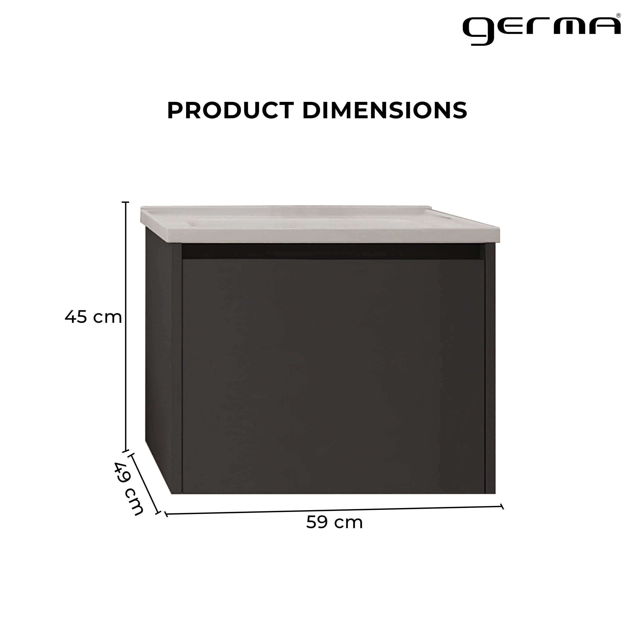 Vanity Cabinet with Washbasin - Bashar 600 Black