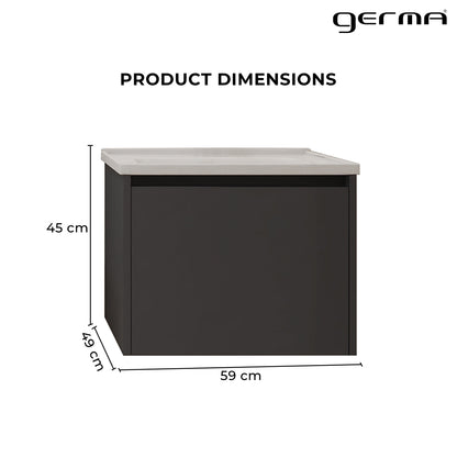 Vanity Cabinet with Washbasin - Bashar 600 Black
