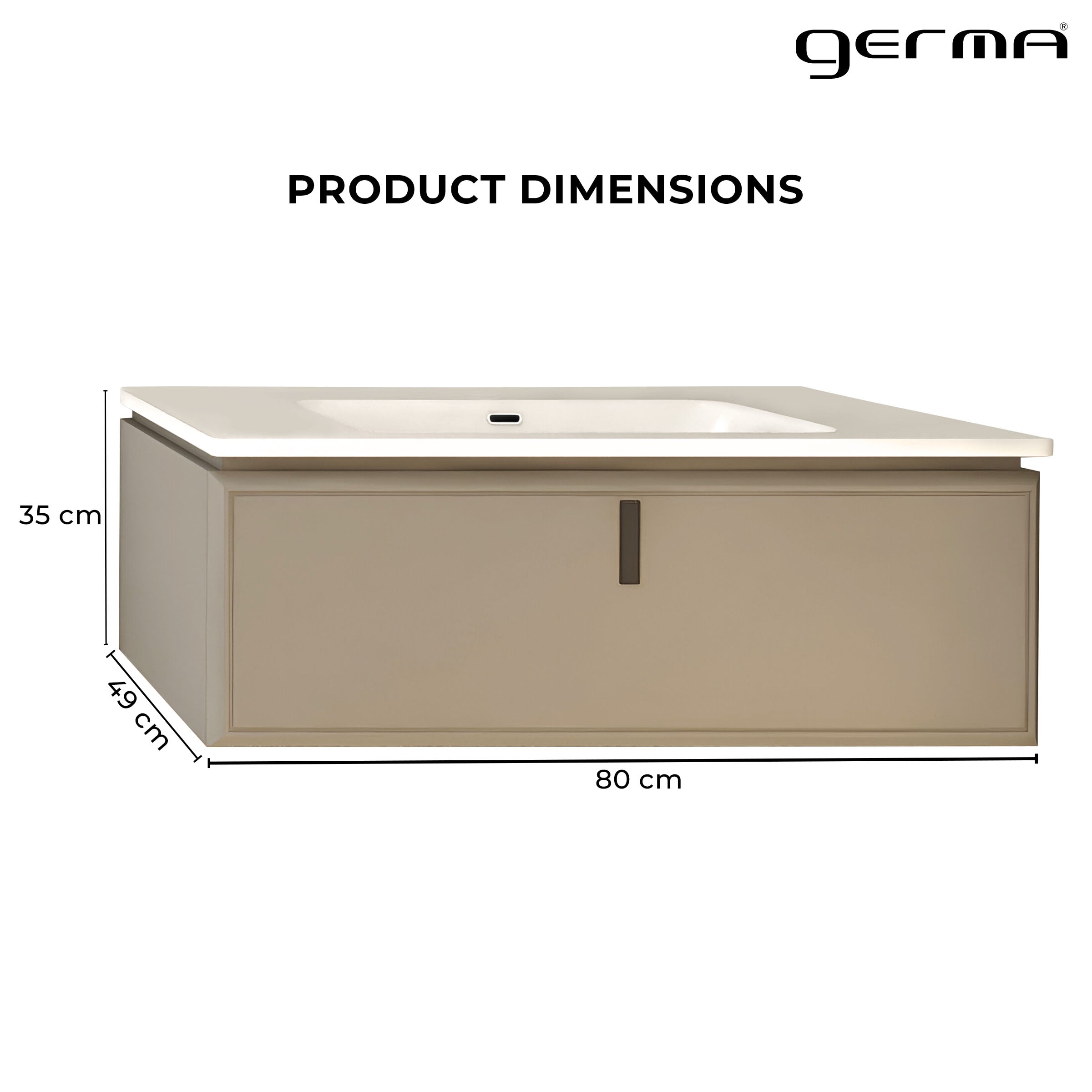 Vanity Cabinet with Washbasin - Tinos 800 Khaki