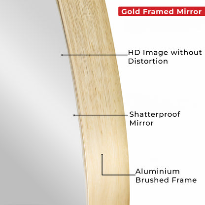 Germa Aluminium Brushed Framed Mirror for Bathroom | Wall Mounted Shatter Proof | Decorative HD Vanity Mirror for Bathroom | Living | Bed Room | Round Shape 24x24inch - TR LED 7551