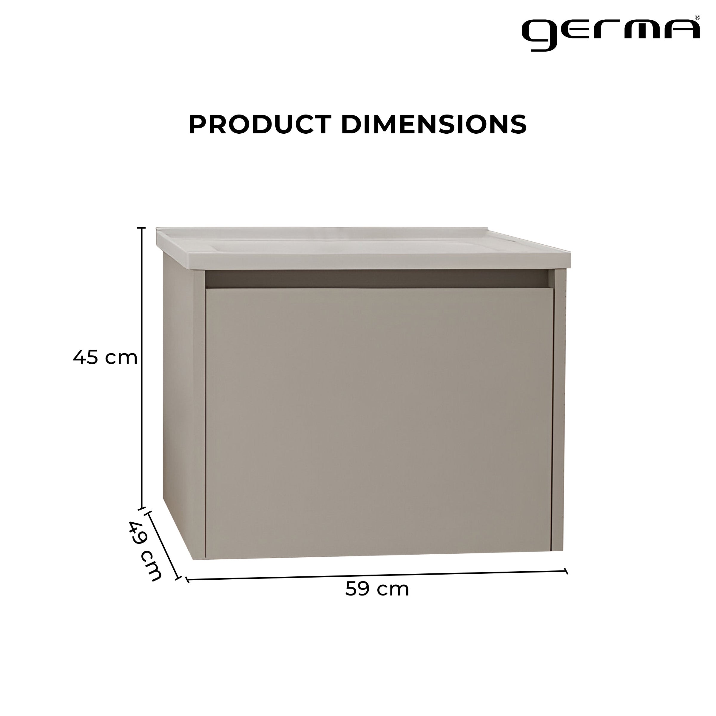Vanity Cabinet with Washbasin - Bashar 600 Khaki