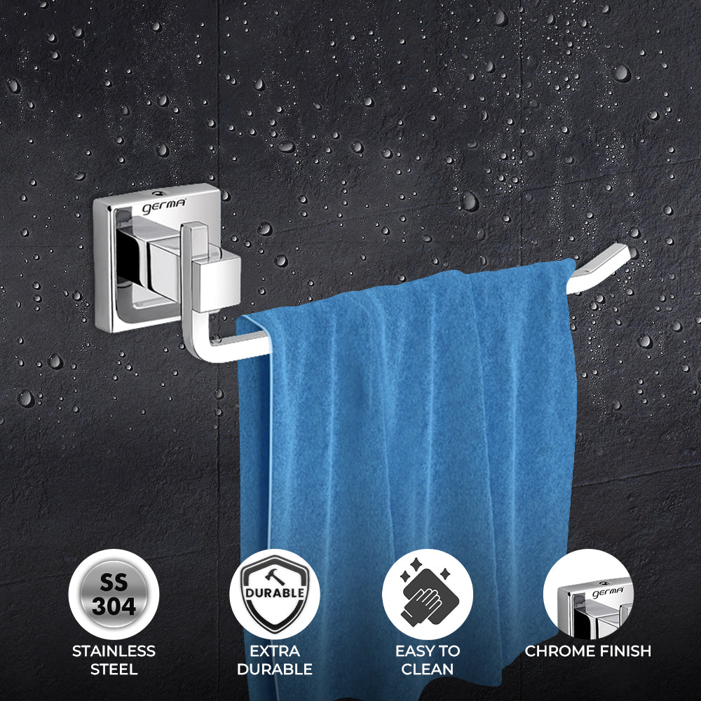 Germa Sanitarywares 304 Stainless Steel Towel Ring for Bathroom | Napkin Hanger for Washbasin | Napkin Hanger | Towel Holder | Bathroom Accessories (Chrome) - TR 9144 Towel Ring