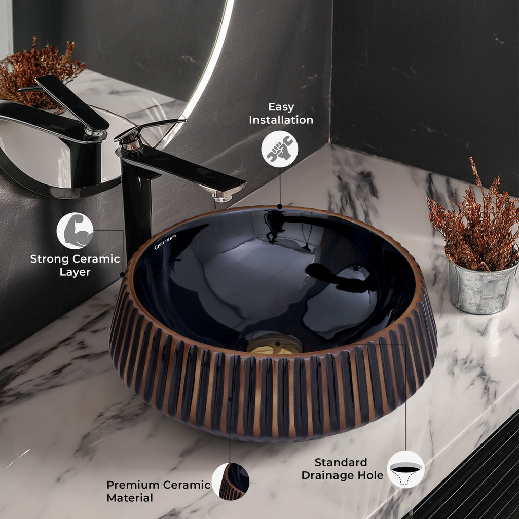 Ceramic Table Top Designer Basin - Life Time Coating Warranty - GLOBE 109