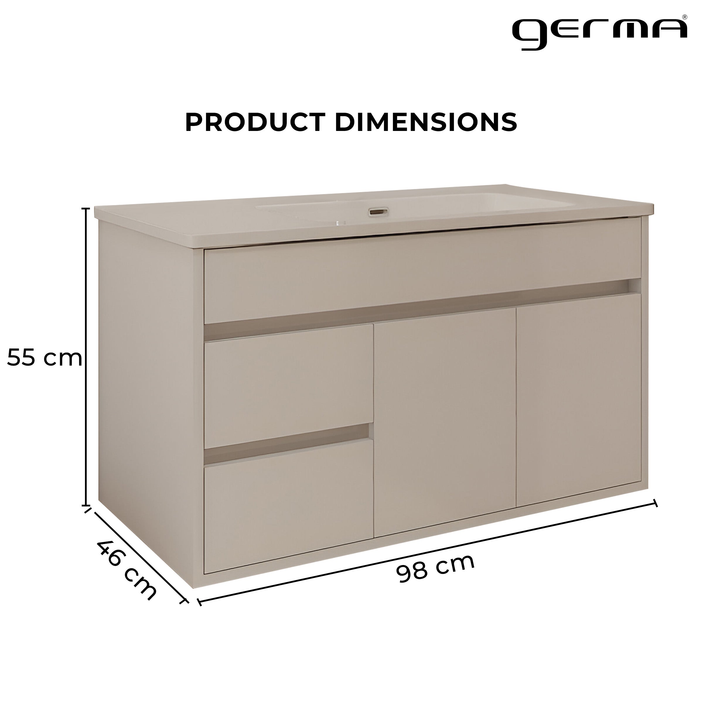 Vanity Cabinet with Washbasin - Solo 1000 Snow White