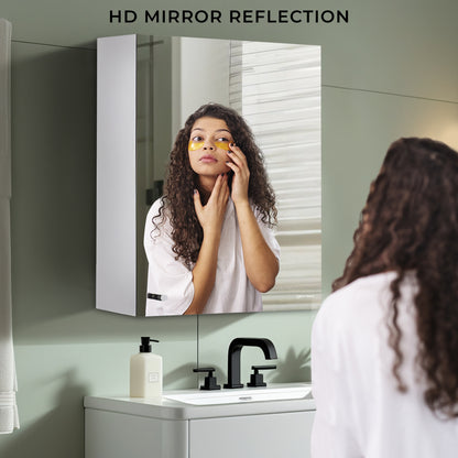 Germa Sanitaryware Premium 304 Grade Stainless Steel Bathroom Mirror Cabinet with Storage | Sleek Wall-Mounted Medicine Mirror Cabinet | Shelf with Mirror | Bathroom Organiser Chrome (12x18 Inch) - TR SS 1012 (12x18)