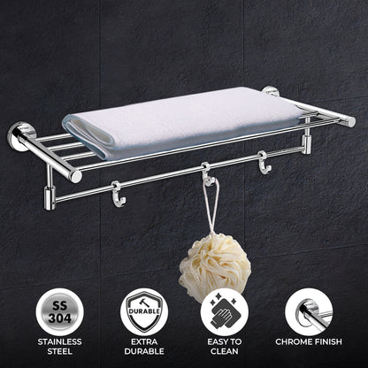 Germa Sanitarywares 304 Stainless Steel Towel Rack for Bathroom | Towel Stand for Wash Room | Towel Hanger | Towel Rack | Bathroom Accessories (Chrome) - TR 9122 Towel Rack