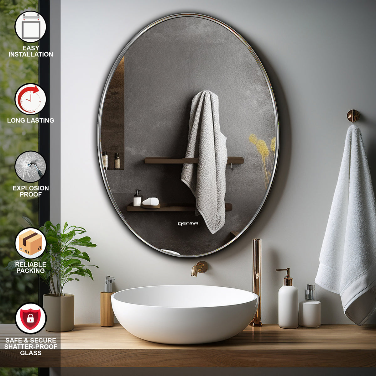 Wall Mounted Mirror - Oval Shape