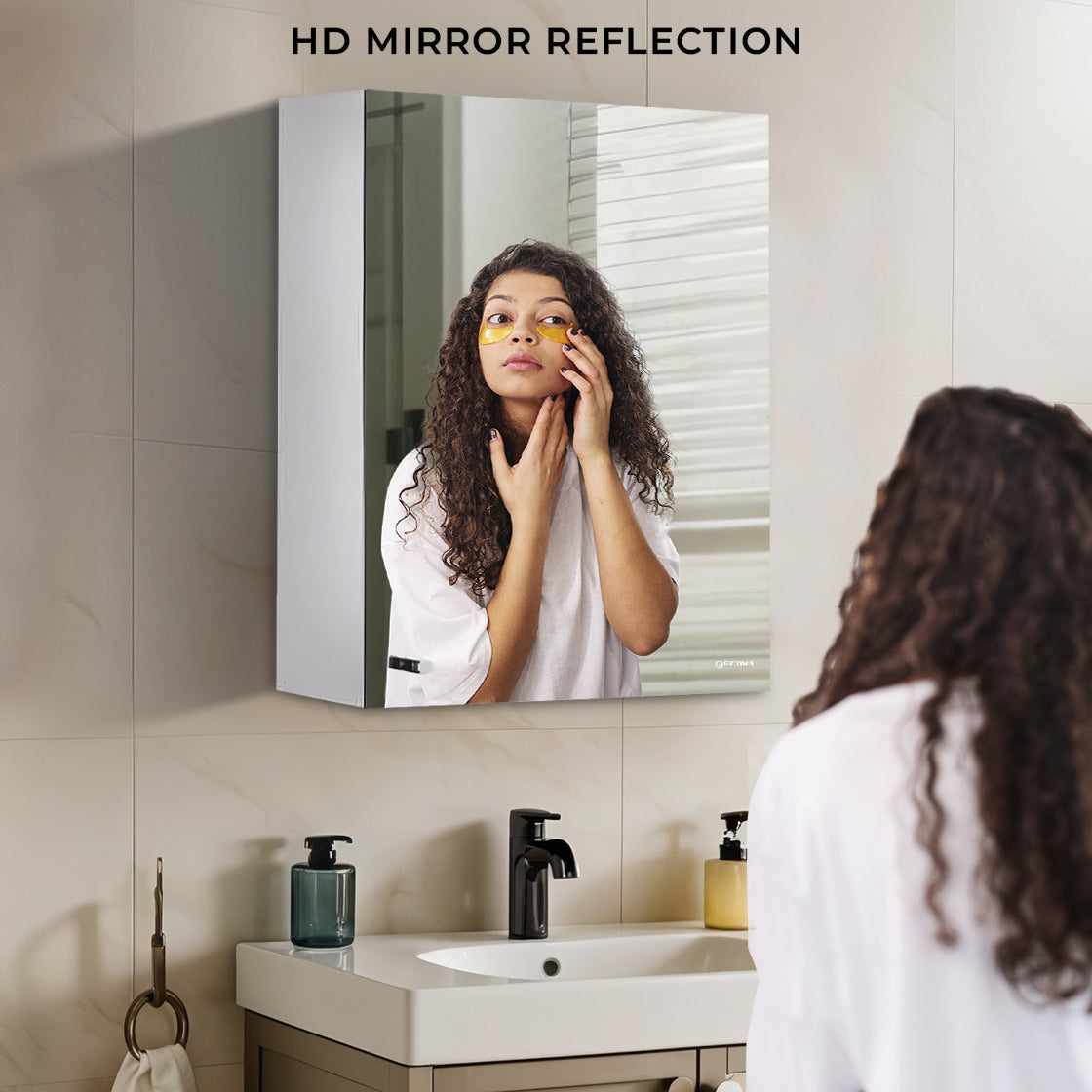 Germa Sanitarywares Premium 304 Grade Stainless Steel Bathroom Mirror Cabinet with Storage | Sleek Wall-Mounted Medicine Mirror Cabinet | Shelf with Mirror | Bathroom Organiser Chrome (14x20inch) - TR SS 1013 (14x20)