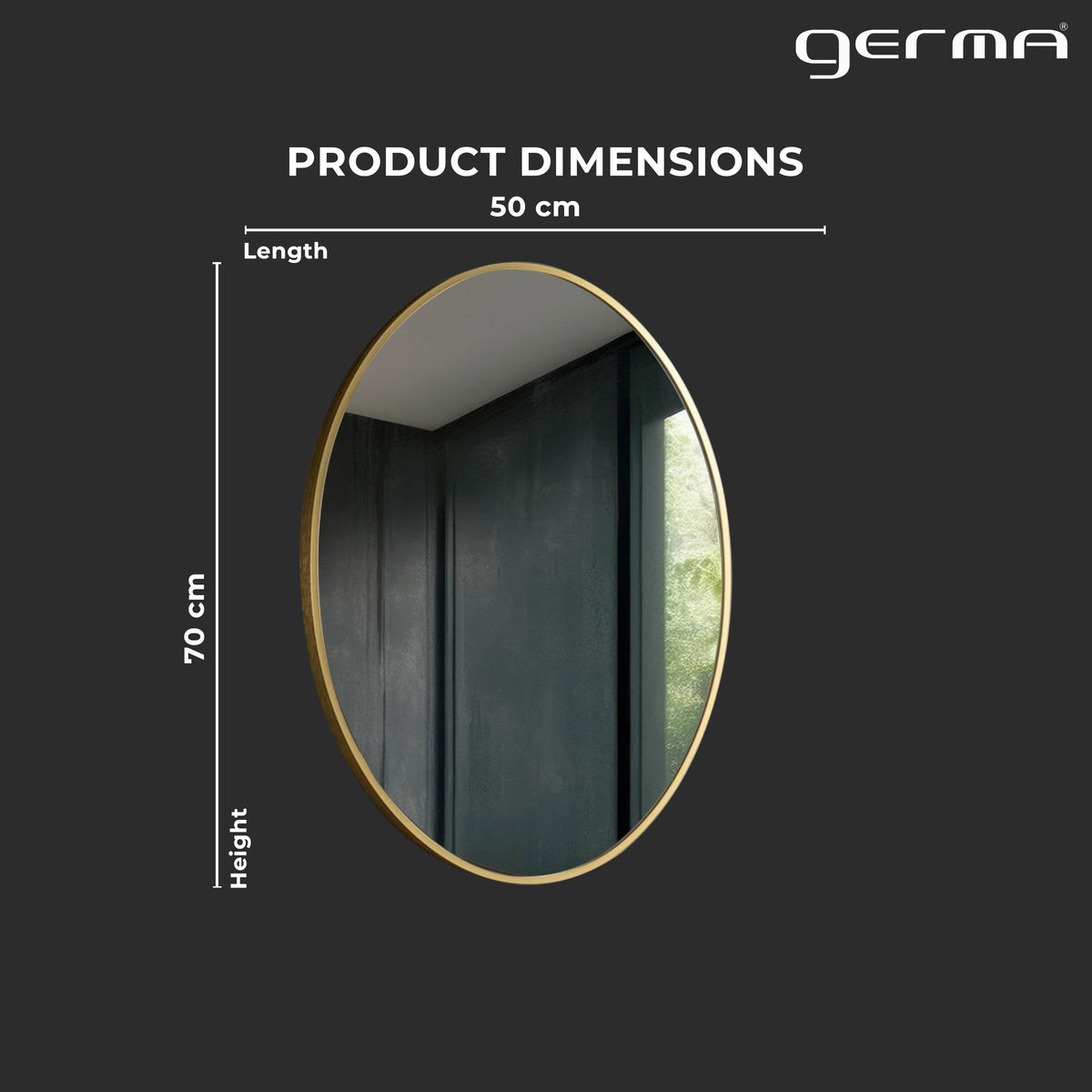Aluminum Frame Mirror - Oval Shape 70cm x 50cm - TR 134 & 135