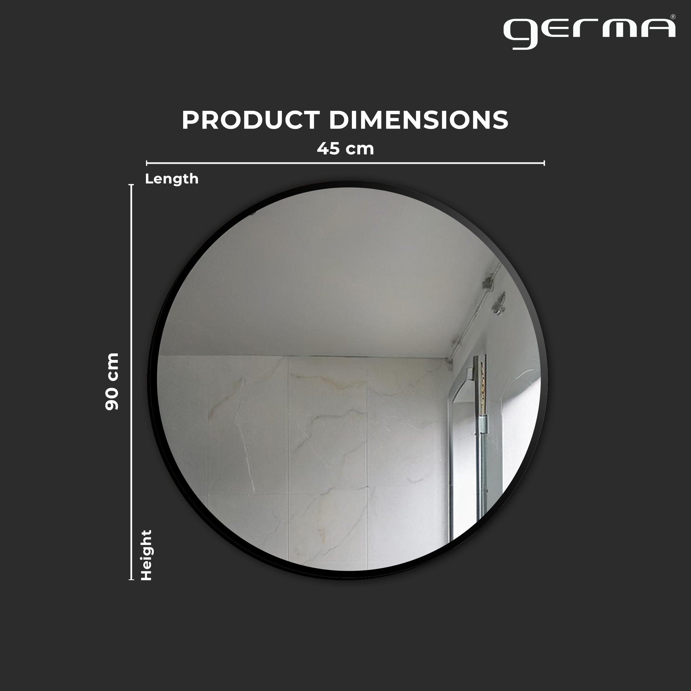 Aluminum Frame Mirror - Round Shape 50cm x 50cm