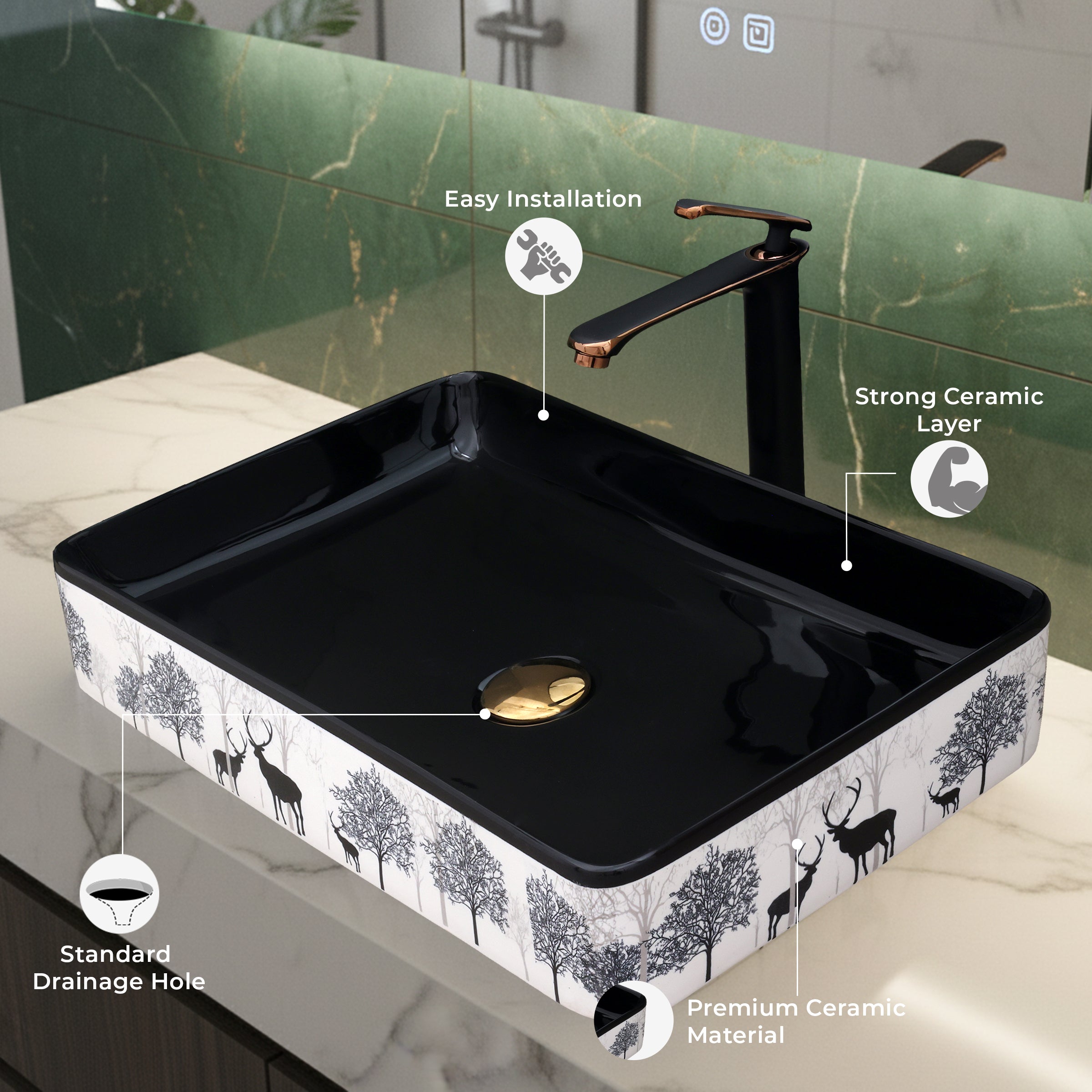 Ceramic Table Top Designer Basin - Life Time Coating Warranty - MOSCON 128