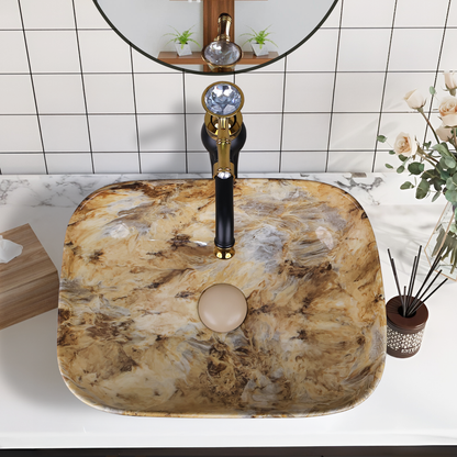 Designer Wash Basin For Bathroom | Ceramic Table Top Wash Basin | Counter Top Wash Basin For Restaurants, Home Living Room |41x31x14cm| Rectangle Shape