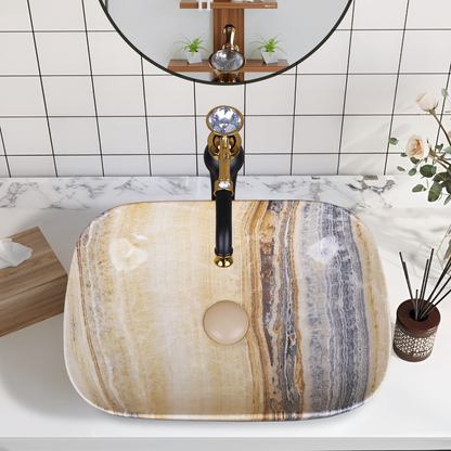 Germa Designer Wash Basin For Bathroom |Ceramic Table Top Wash Basin| Counter Top Basin For Restaurants,Living Room |45.5x32x14cm|Rectangle Shape