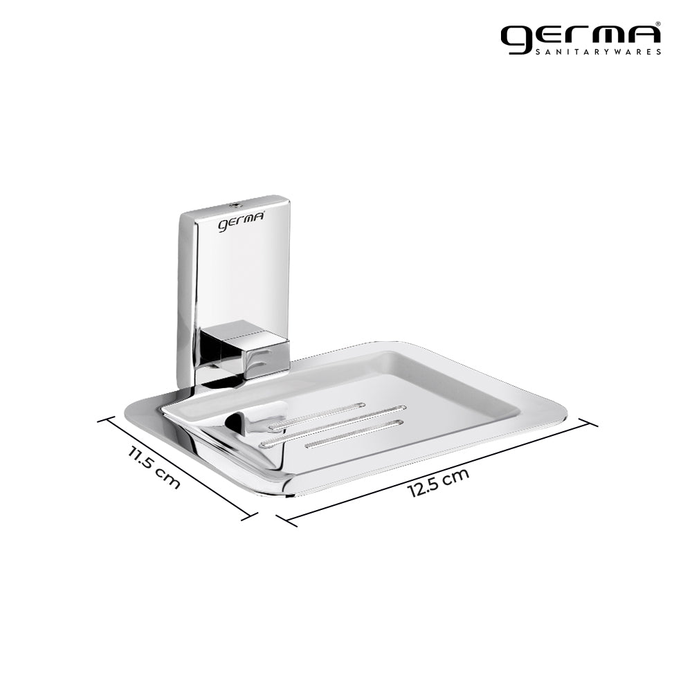 Germa Sanitarywares 304 Stainless Steel Soap Dish Holder for Bathroom | Soap Stand for Wash Room | Soap Case | Bathroom Accessories (Chrome) - TR 9105 Single Soap Dish
