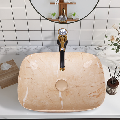 Germa Designer Wash Basin For Bathroom |Ceramic Table Top Wash Basin| Counter Top Basin For Restaurants,Living Room |45.5x32x14cm|Rectangle Shape