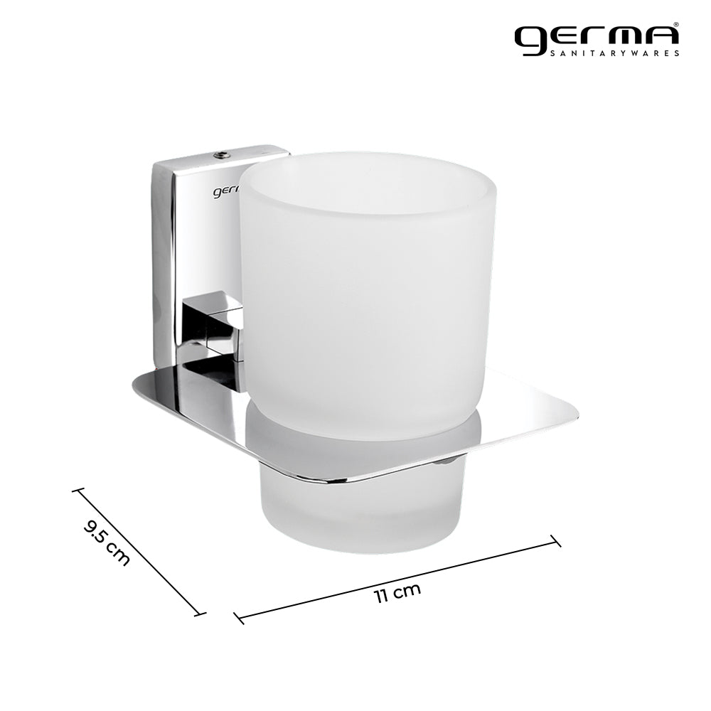 Germa Sanitarywares 304 Stainless Steel Tumbler Holder for Bathroom | Toothpaste and Brush Holder for Wash Room | Tumbler Stand | Bathroom Accessories (Chrome) - TR 9106 Tumbler Holder