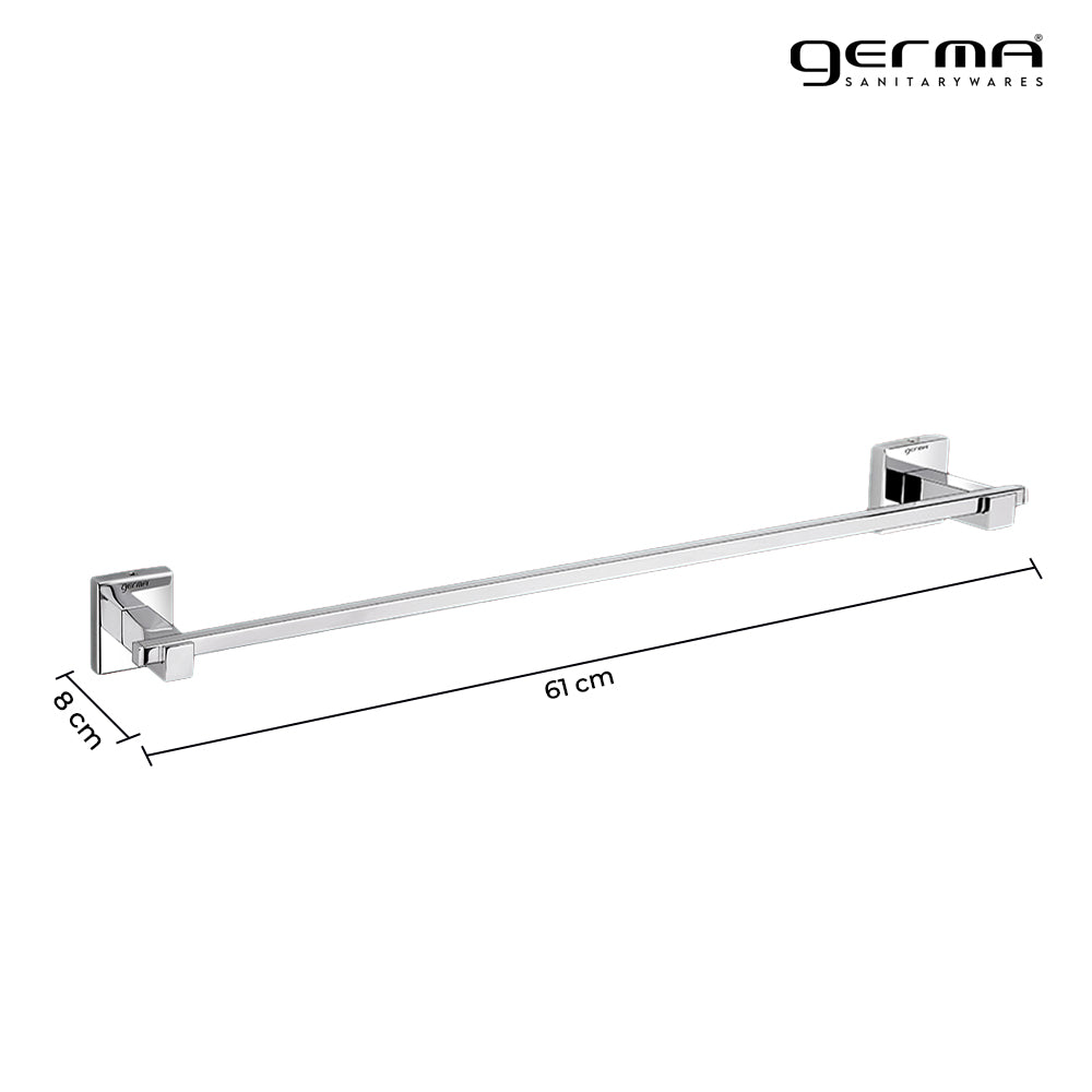 Germa Sanitarywares 304 Stainless Steel Towel Hanger for Bathroom | Towel Rail for Wash Room | Towel Bar | Towel Rod | Bathroom Accessories (Chrome) - TR 9143 Towel Rail