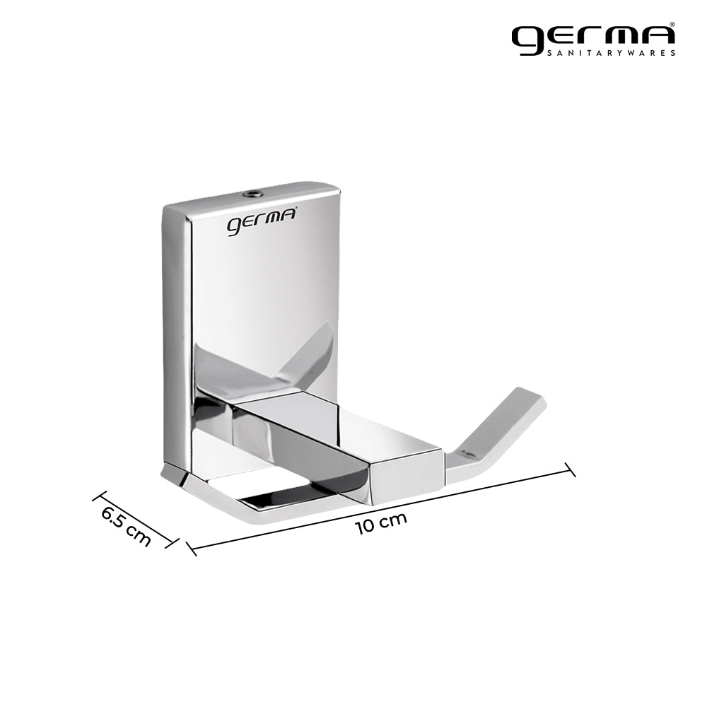 Germa Sanitarywares 304 Stainless Steel Robe Hook for Bathroom | Double Side Cloth Hook Stand Holder| Cloth and Towel Hanger | Robe Hook| Bathroom Accessories (Chrome) - TR 9107 Robe Hook