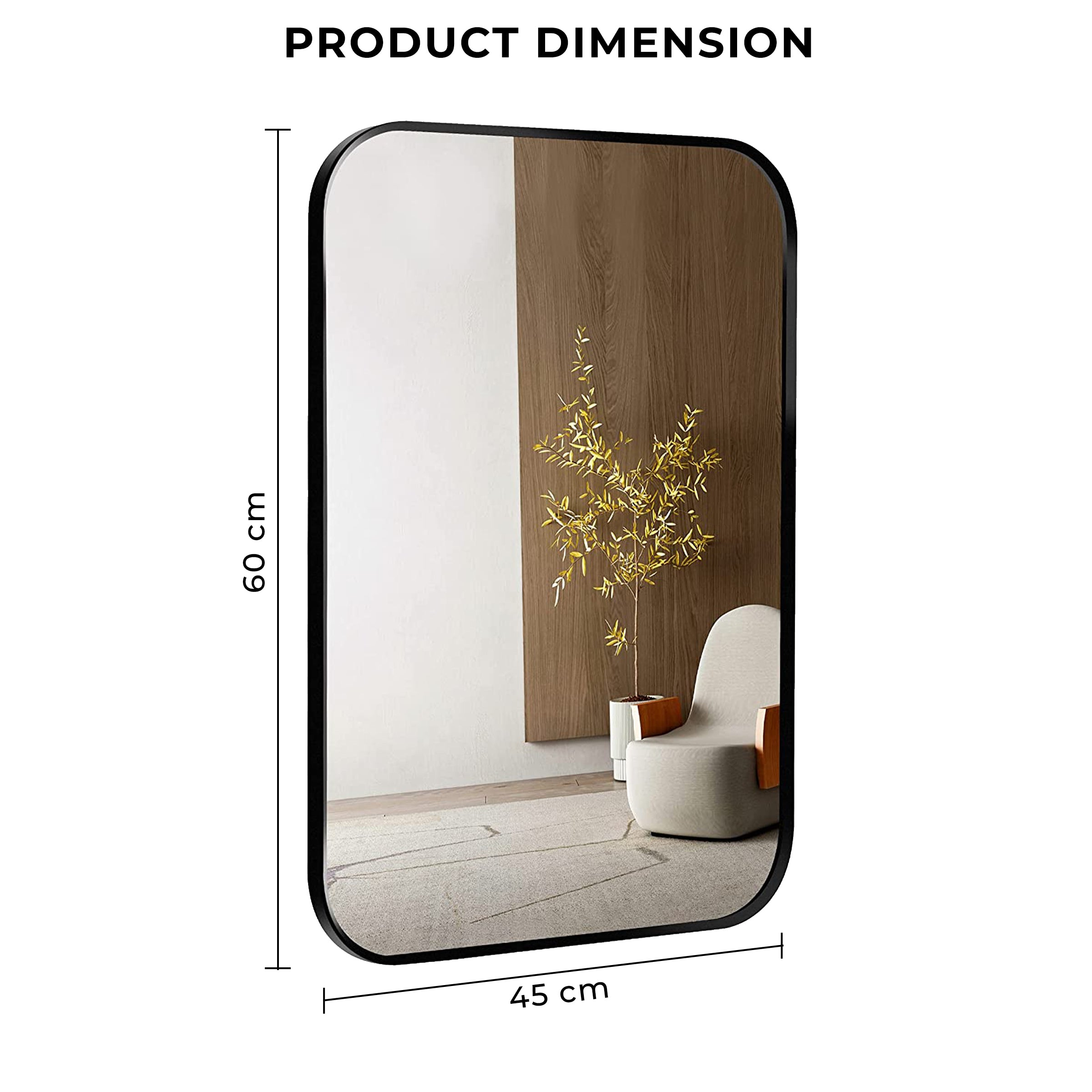 Germa Aluminium Brushed Framed Mirror for Bathroom | Wall Mounted Shatter Proof | Decorative HD Vanity Mirror for Bathroom | Living | Bed Room | Rectangle Shape 18x24 Inch