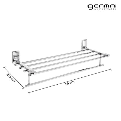 Germa Sanitarywares 304 Stainless Steel Towel Rack for Bathroom | Towel Stand for Wash Room | Towel Hanger | Bathroom Accessories (Chrome) - TR 9102 Towel Rack