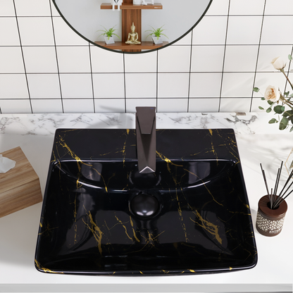 Germa Designer Wash Basin For Bathroom | Ceramic Table Top Wash Basin | Counter Top Wash Basin For Restaurants, Home Living Room |46x36x16cm| Rectangle Shape