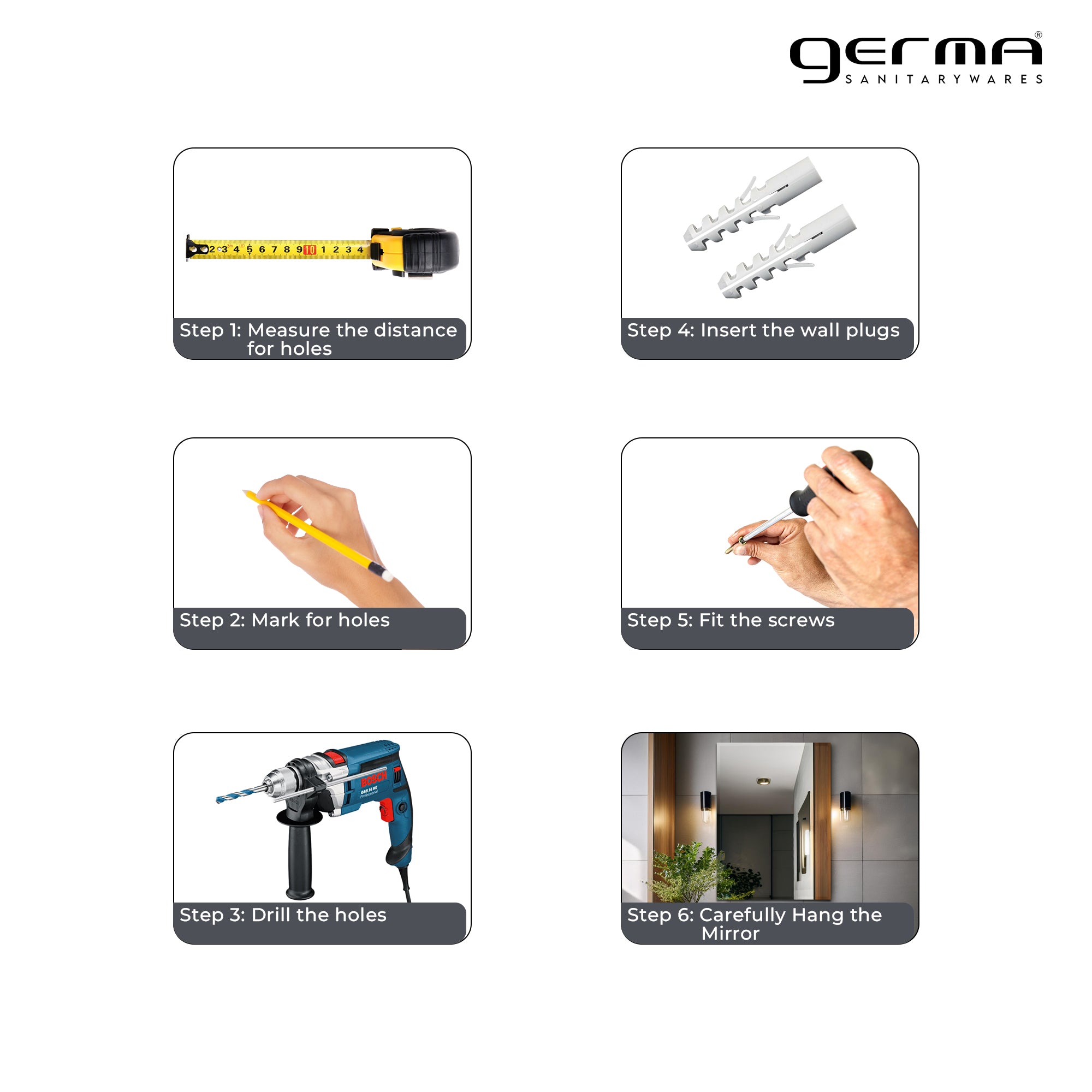 Germa Rectangular Wall Mounted Frameless Mirror with Beveled Edges/Wall Mirror for Bathroom/Living Room/Bed Room/Dressing Room (18x24inch)