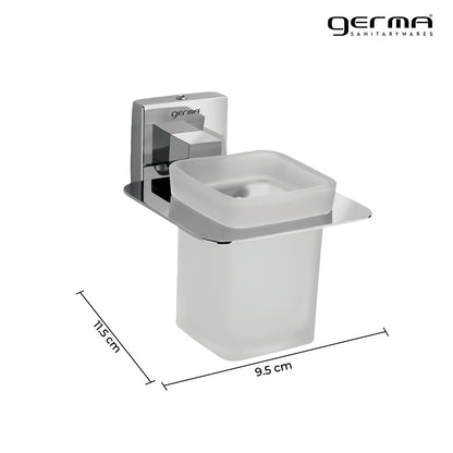 Germa Sanitarywares 304 Stainless Steel Tumbler Holder for Bathroom | Toothpaste and Brush Holder for Wash Room | Glass Tumbler Stand | Bathroom Accessories (Chrome) - TR 9146 Tumbler Holder (Glass)