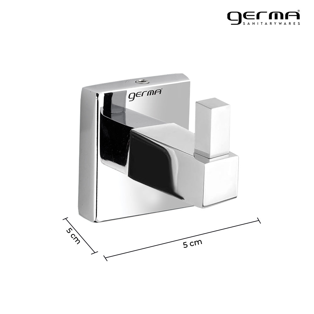 Germa Sanitarywares 304 Stainless Steel Robe Hook for Bathroom | Single Hook Cloth Stand Holder| Cloth and Towel Hanger | Robe Hook | Bathroom Accessories (Chrome) - TR 9147 Robe Hook