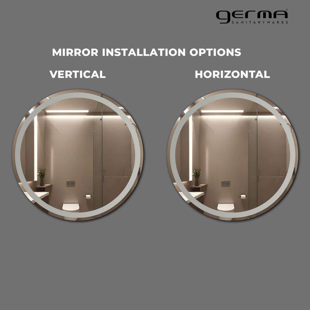 Germa Round Frosted Wall Mounted Frameless Mirror with Beveled Edges/Wall Mirror for Bathroom/Living Room/Bed Room/Dressing Room (24x24inch)