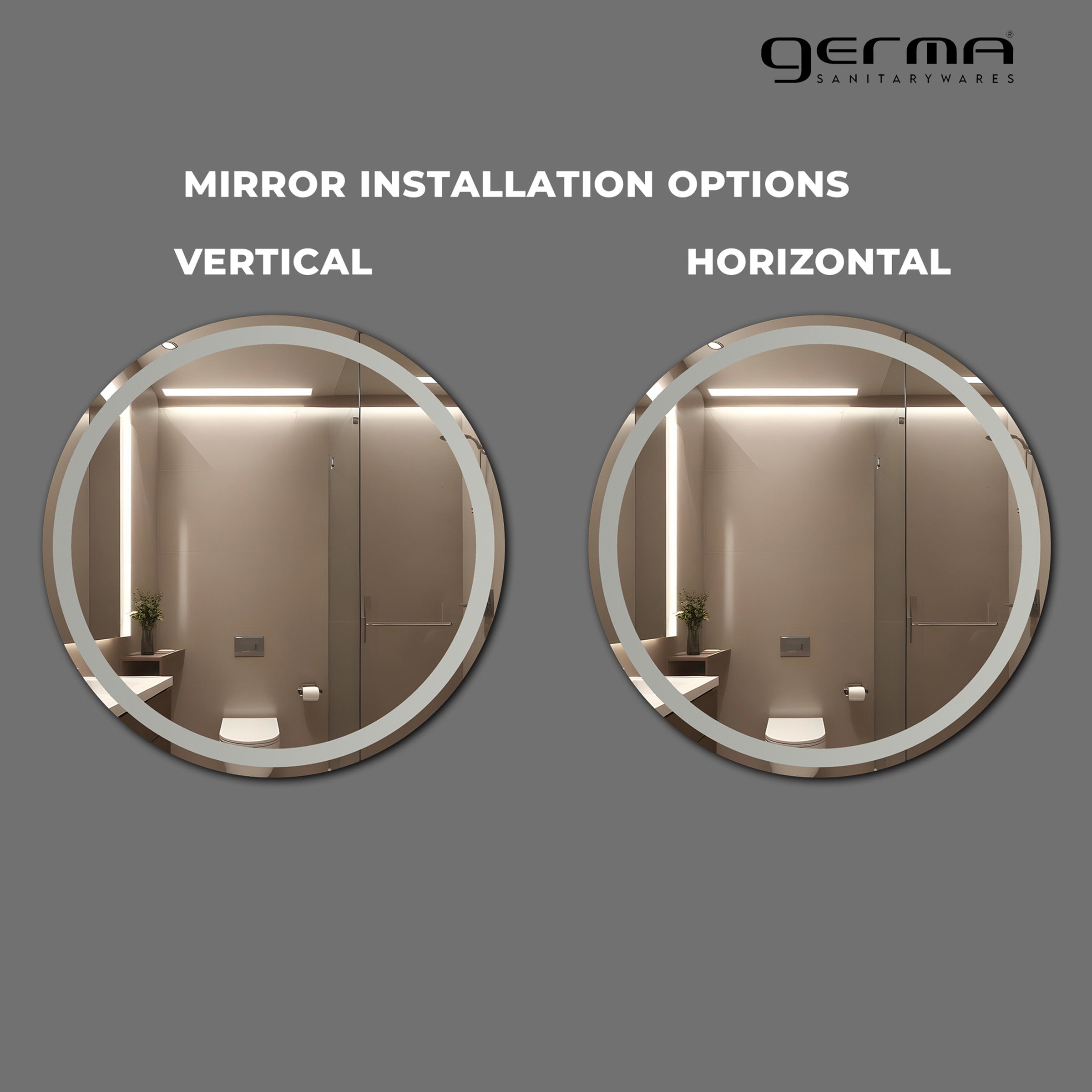 Germa Round Frosted Wall Mounted Frameless Mirror with Beveled Edges/Wall Mirror for Bathroom/Living Room/Bed Room/Dressing Room (24x24inch)