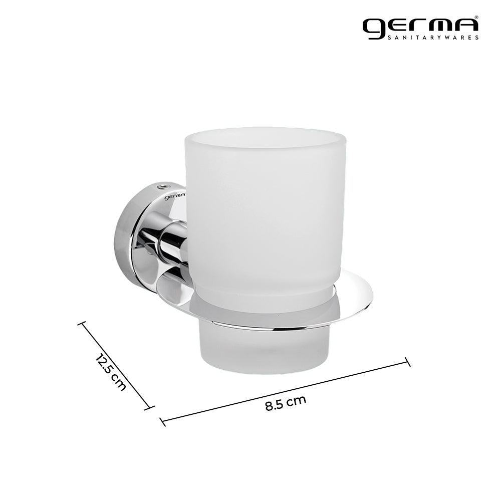 Germa Sanitarywares 304 Stainless Steel Tumbler Holder for Bathroom | Brush and Toothpaste Holder for Wash Room | Glass Tumbler Stand | Bathroom Accessories (Chrome) - TR 9126 Tumbler Holder (Glass)