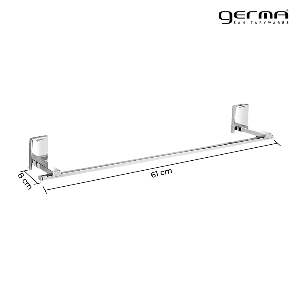 Germa Sanitarywares 304 Stainless Steel Towel Hanger for Bathroom | Towel Rail for Wash Room | Towel Rod | Towel Bar | Bathroom Accessories (Chrome) - TR 9103 Towel Rail
