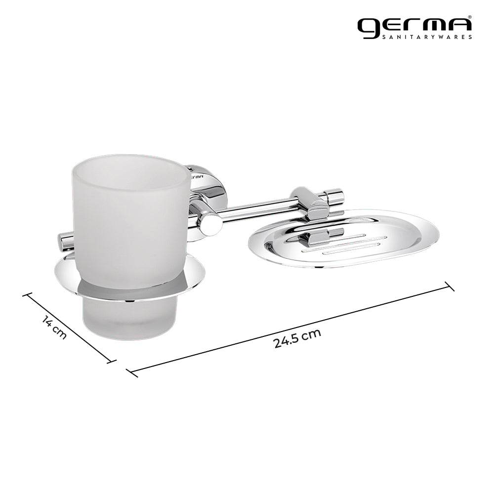 304 Stainless Steel Soap Dish with Tumbler Holder for Bathroom | 2 in 1 Soap Dish with Tumbler Holder | Soap Dish | Tumbler Holder | Bathroom Accessories (Chrome)