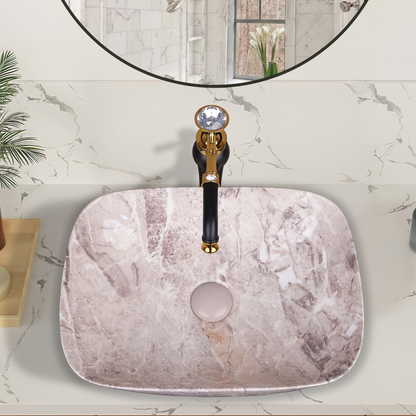 Germa Designer Wash Basin For Bathroom |Ceramic Table Top Wash Basin| Counter Top Basin For Restaurants,Living Room |45.5x32x14cm|Rectangle Shape