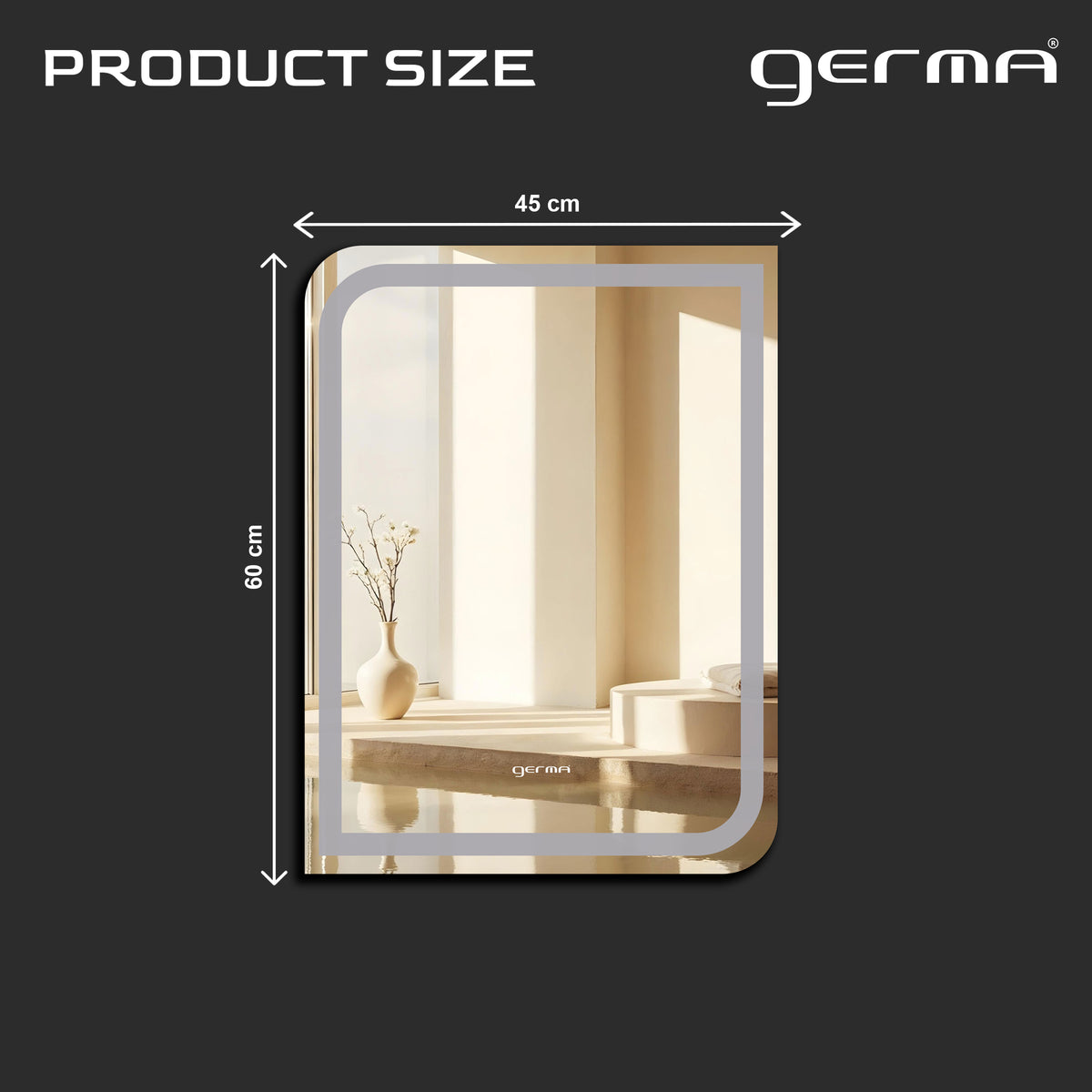 Wall Mounted Frosted Mirror - Islington Rectangle Shape