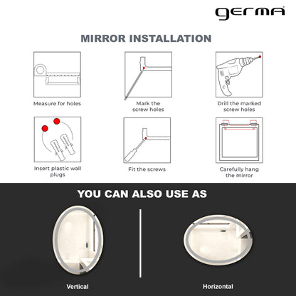 Wall Mounted Frosted Mirror - Oval Shape