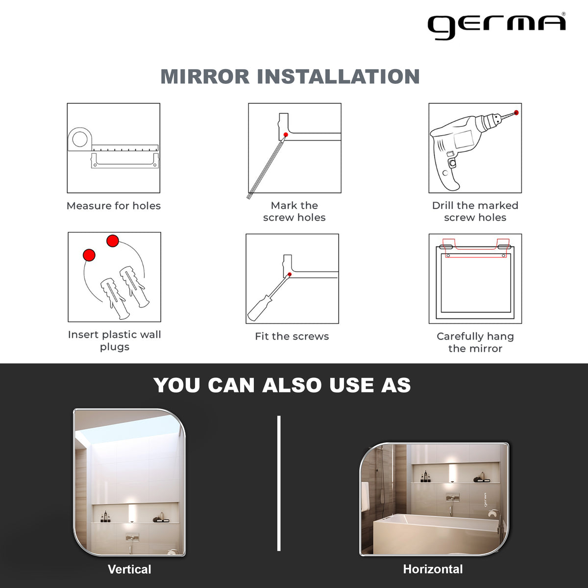 Wall Mounted Mirror - Islington Rectangle Shape
