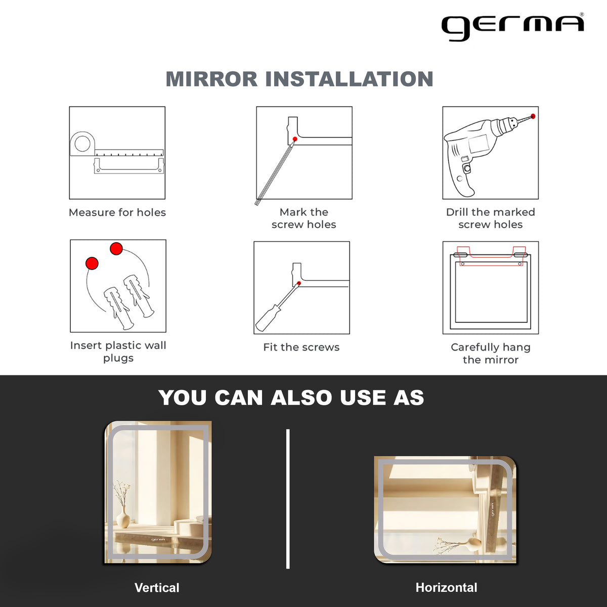 Wall Mounted Frosted Mirror - Islington Rectangle Shape