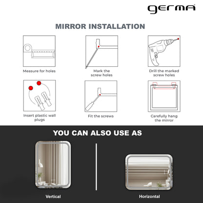 Wall Mounted Frosted Mirror - Curve Edge Rectangle Shape
