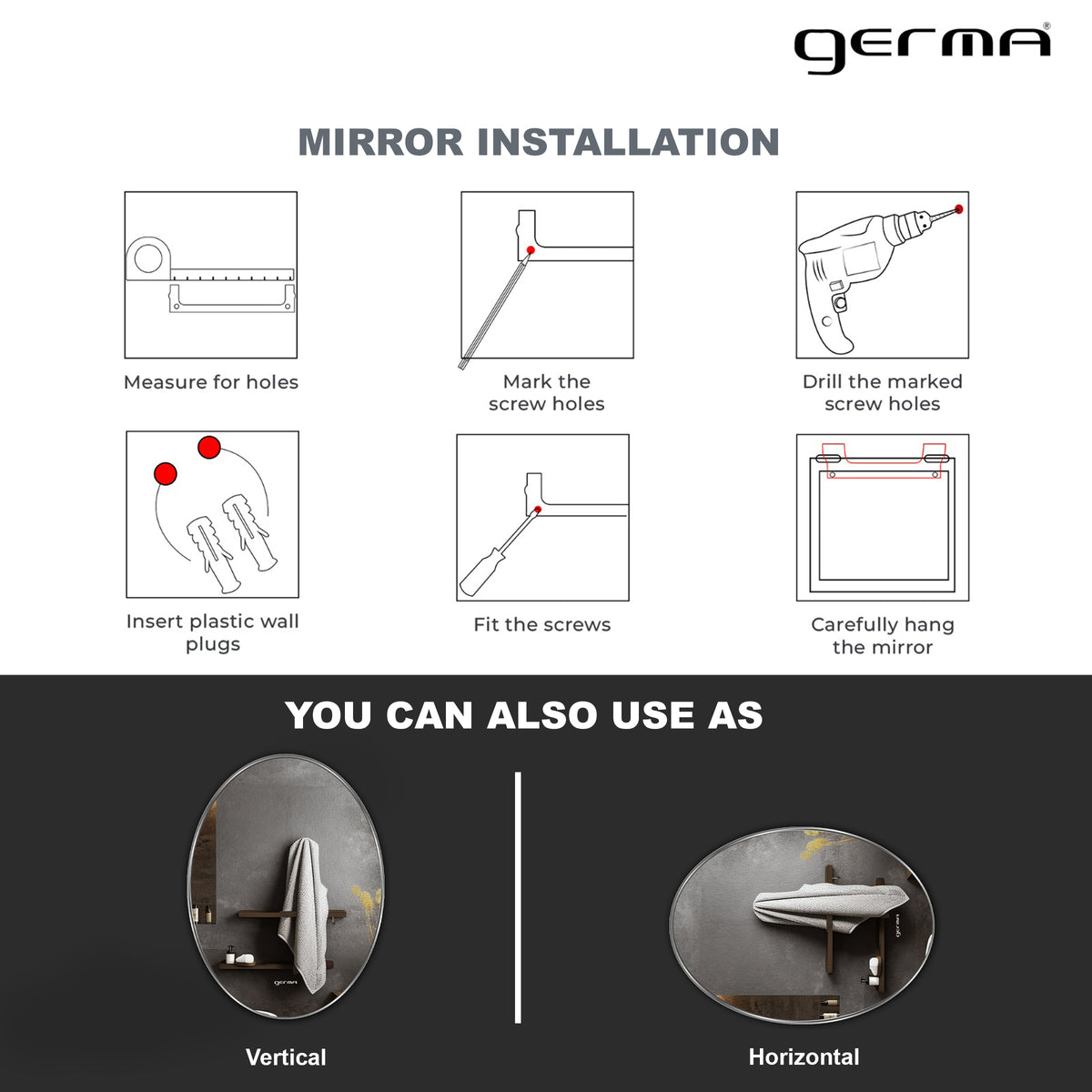 Wall Mounted Mirror - Oval Shape