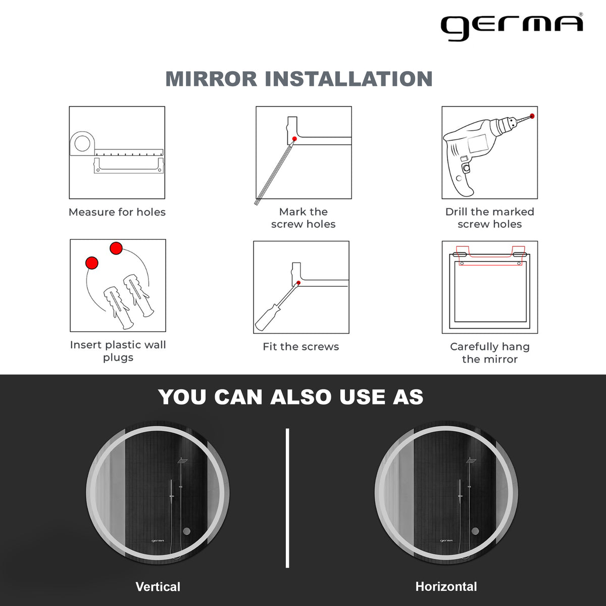 Wall Mounted Mirror - Round Shape
