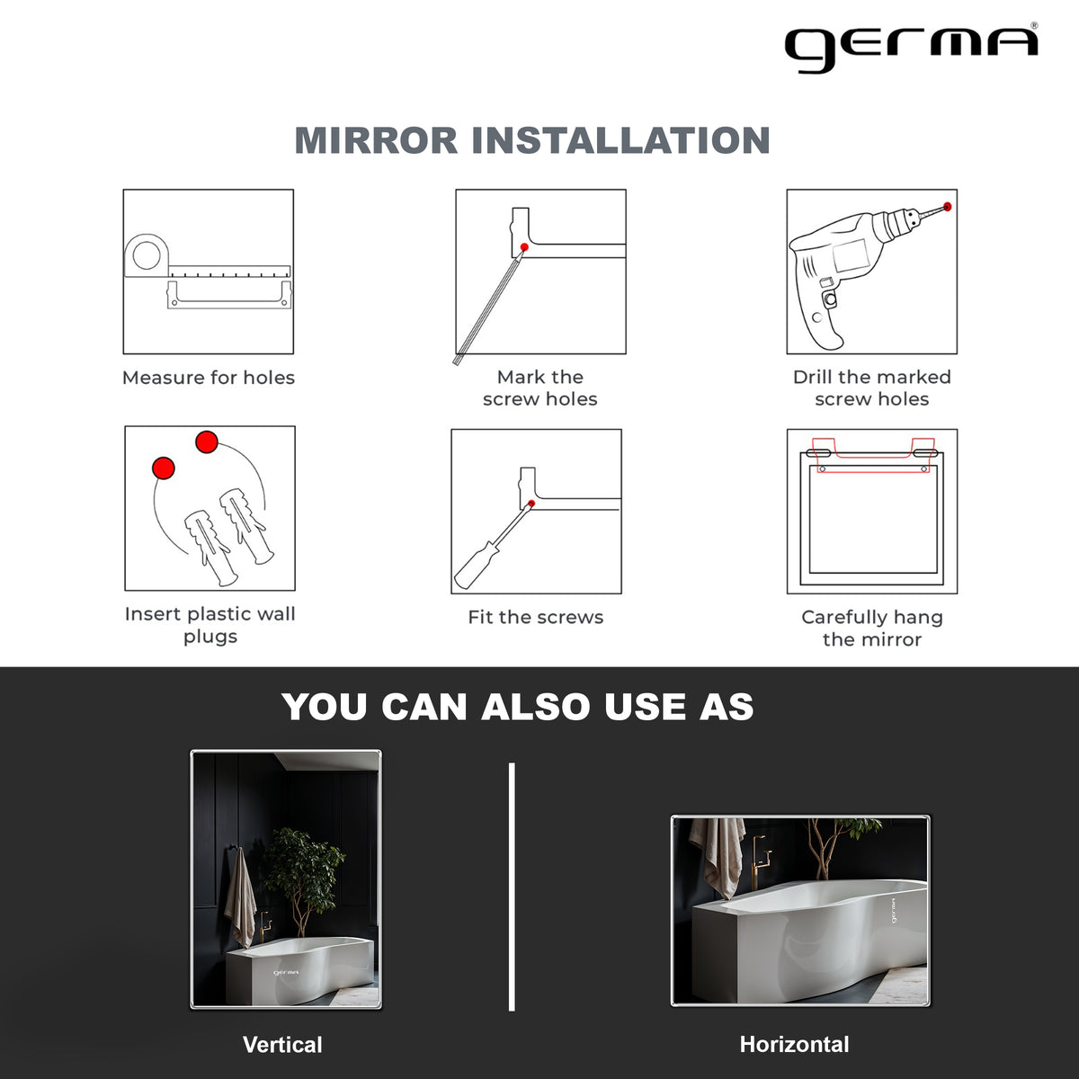 Wall Mounted Mirror - Rectangle Shape