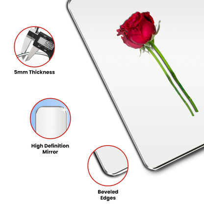 Wall Mounted Frosted Mirror - Curve Edge Rectangle Shape