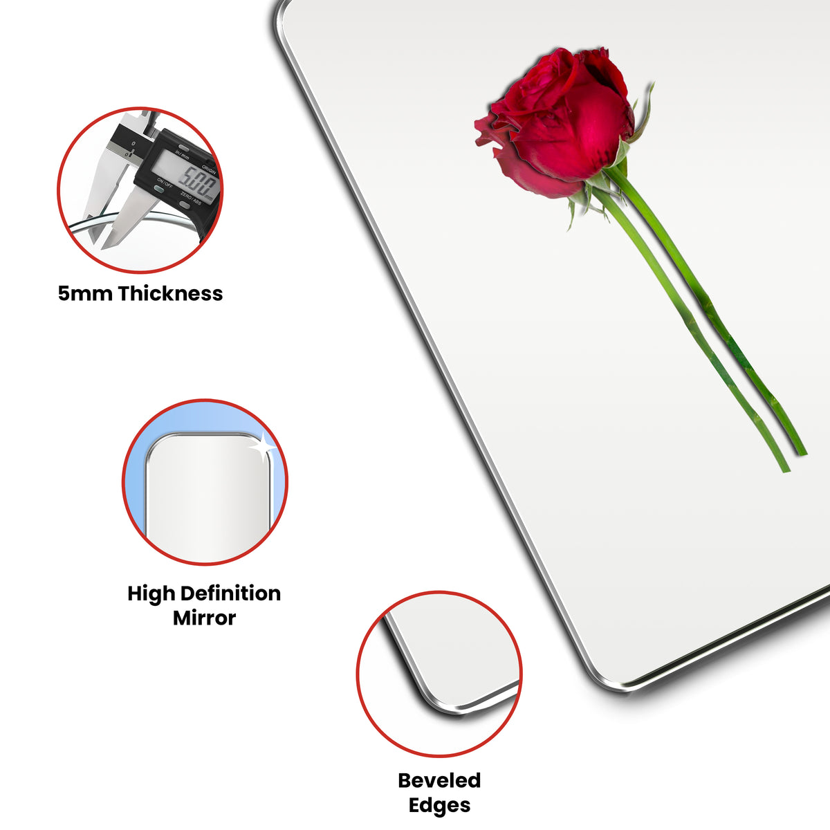 Wall Mounted Mirror - Curve Edge Rectangle Shape