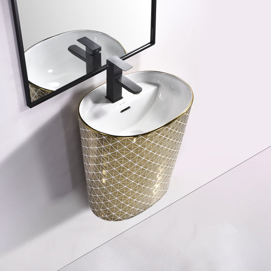 Designer Integrated Basin - TR 20222 - ASIVA GOLD DECAL
