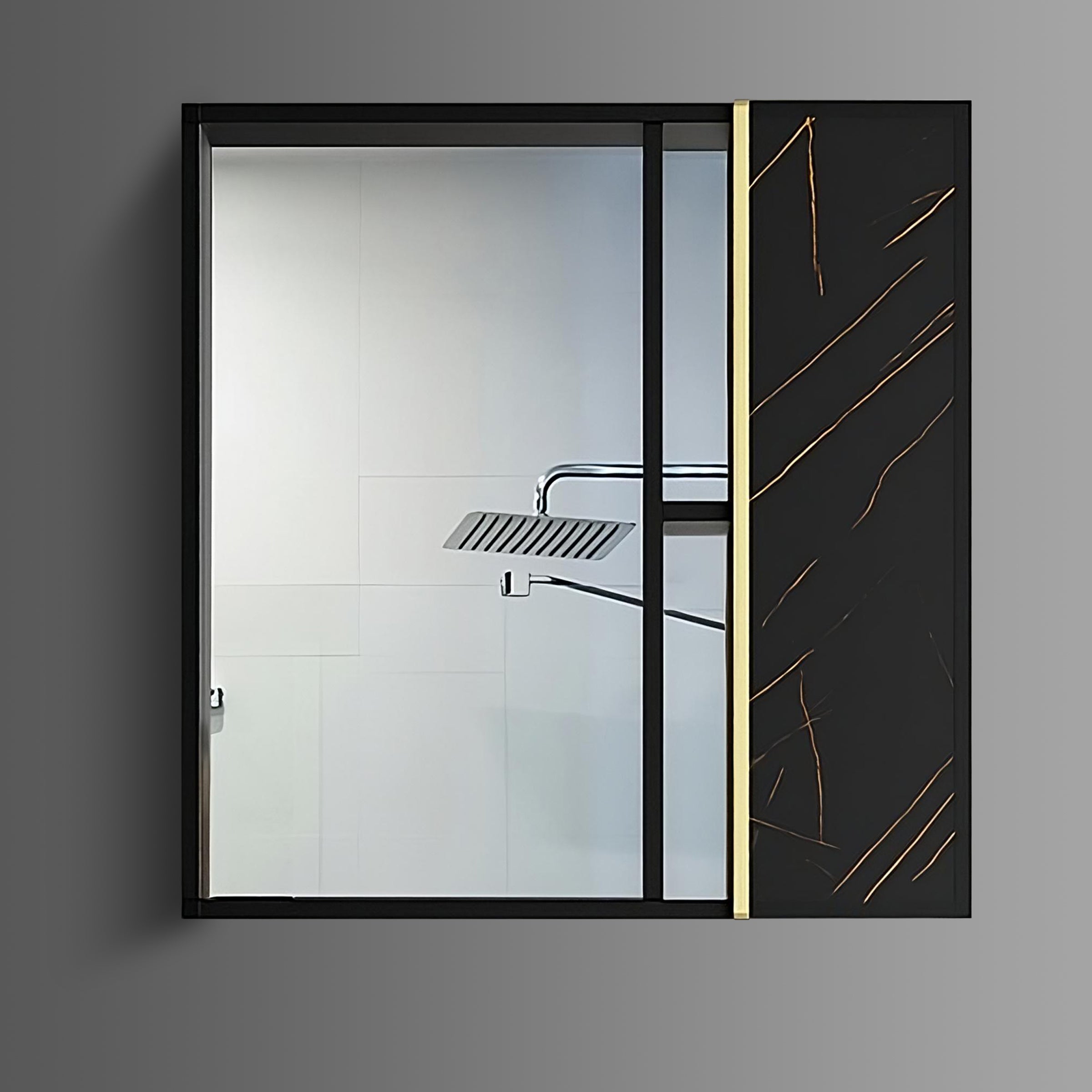 Washbasin Cabinet Along with Mirror Cabinet - Carara Black